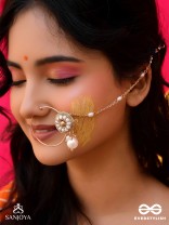 Vimrigvan - The Pristine Charm - Pearls And Beads Hand Embroidered Nath (Non-Piercing)