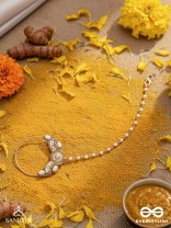 Varchasam - The Treasured Radiance - Pearls, Beads And Dabka Hand Embroidered Nath (Non-Piercing)