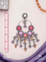 Durvarna - The Silvery Chimes - Beads, Shells And Glass Drops Hand Embroidered Earrings