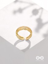 Tie Me Close - Golden Cubic Zirconia Ring (Adjustable)