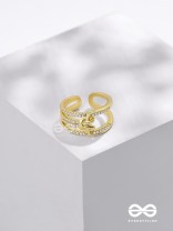The Cherished Bonds - Golden Cubic Zirconia Ring (Adjustable)