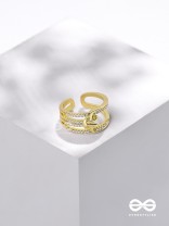 The Cherished Bonds - Golden Cubic Zirconia Ring (Adjustable)