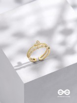 A Love So Gorgeous - Golden Cubic Zirconia Ring (Adjustable)