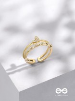 A Love So Gorgeous - Golden Cubic Zirconia Ring (Adjustable)