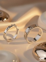 The Engraved Stories - Silver Embellished Rings (Set Of 2 Adjustable)