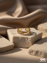 Crossroads Of Fate - Cubic Zirconia Golden Ring (Adjustable)