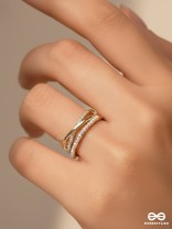 Crossroads Of Fate - Cubic Zirconia Golden Ring (Adjustable)