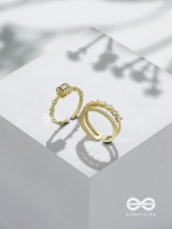 The Diamond Dreams - Golden Cubic Zirconia Rings (Set Of 2 Adjustable)