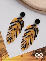 The Tropical Leaflets - Acrylic Earrings (Black And Yellow)