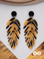 The Tropical Leaflets - Acrylic Earrings (Black And Yellow)