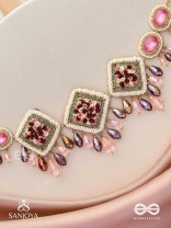 Prapushpit - The Eternal Bloom - Stones, Resham, Beads And Glass Drops Hand Embroidered Neckpiece