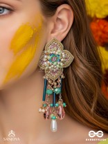 Parirapin - The Whispering Buds - Sequins, Beads And Glass Drops Hand Embroidered Earrings