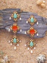 Bhritpushpa - The Floral Cascade - Beads, Dabka And Pearl Drops Hand Embroidered Earrings