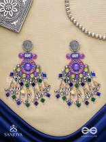 Bahushast - The Merry Sky - Beads And Shells Hand Embroidered Enamelled Oxidised Earrings