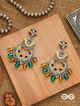 The Garland of Gems - Statement oxidized jhumka with bead danglers