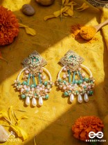 Vasudhara - The flow of colours - Pastel embroidered earrings adorned with beads and pearl danglers