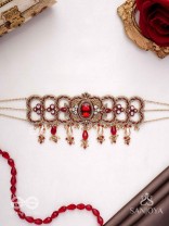 Ratnavati Hara- Adorned with Gemstones- Embroidered Gemstone Neckpiece with Beads & Thread work