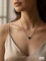 AQUA KISS- 18K GOLD PLATED ANTI-TARNISH TURQUOISE STATEMENT PENDANT NECKLACE 