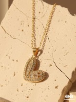 DEEPLY INFATUATED - 18K GOLD PLATED ANTI-TARNISH HEART-SHAPED PENDANT NECKLACE WITH CUBIC ZIRCONIA STONES