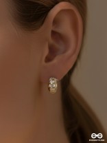 GLEAMING BAND - 18K GOLD PLATED ANTI-TARNISH CLASSY HOOPS EARRINGS INLAID WITH CUBIC ZICRONIA STONES