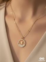 TREE OF WISDOM - 18K GOLD PLATED ANTI-TARNISH NECKPIECE INLAID WITH CUBIC ZICRONIA STONES 