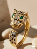 MIDNIGHT PANTHER- 18K GOLD PLATED ANTI-TARNISH EMBELLISHED RING INLAID WITH CUBIC ZICRONIA STONES