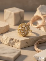 ROYAL BLOOM- 18K GOLD PLATED ANTI- TARNISH RING WITH STATEMENT STONE CLUSTER