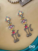 Camel's Charm- Three- Layered oxidized earrings