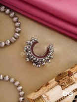 Lunar Embrace-  Oxidized adjustable  ring with ghungroos