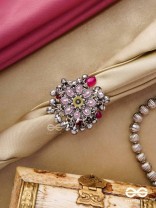 Autumn Leaf Ring-  Enamelled Adjustable Oxidized Beaded Ring