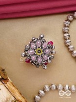 Autumn Leaf Ring-  Enamelled Adjustable Oxidized Beaded Ring