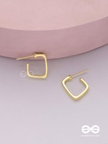Golden glimmer- Golden colored rectangular  hoop earrings 