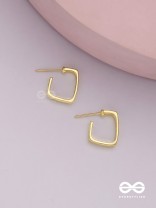 Golden glimmer- Golden colored rectangular  hoop earrings 