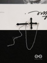 The holy spirit - Black cross sleek Earring  (one ear)