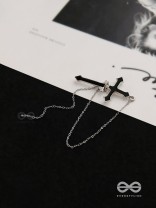 The holy spirit - Black cross sleek Earring  (one ear)