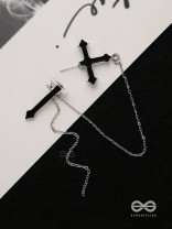 The holy spirit - Black cross sleek Earring  (one ear)