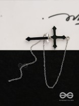 The holy spirit - Black cross sleek Earring  (one ear)