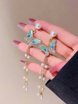 Serene Seabreeze - Dangling butterfly aqua earrings 