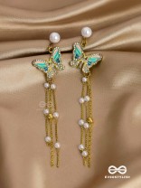 Serene Seabreeze - Dangling butterfly aqua earrings 