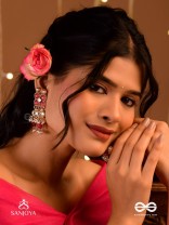 GULABI DHARA – SUHANA KHAN INSPIRED EARRINGS FEATURING KUNDAN, RED GEMSTONES AND PEARLS