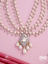 SHWETAPUSHPA– SHLOKA AMBANI INSPIRED NECKPIECE WITH SILVER ACCENTS, CZ STONES AND PEARLS