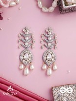 SHWETAPUSHPA– SHLOKA AMBANI INSPIRED EARRINGS WITH SILVER ACCENTS, CZ STONES AND PEARLS