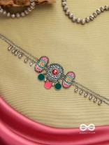 TRIBAL GRACE- ENAMELED OXIDIZED CHOKER WITH GHUNGROO'S