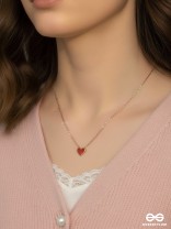 ENAMOURED HEART - STAINLESS STEEL ANTI-TARNISH RED HEART NECKPIECE