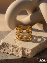 LAYERS OF ORBIT - GOLDEN MULTI BAND STAINLESS STEEL ANTI-TARNISH RING