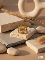 SPIRAL POISE - MULTI BAND STAINLESS STEEL ANTI-TARNISH GOLDEN RING