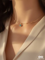 TEAL AURA – STAINLESS STEEL ANTI-TARNISH ELEGANT BLUE PENDANT NECKLACE