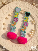 NAVAVARSAM - NEW YEAR  - BEADWORK, MIRRORS AND POM POMS EARRINGS