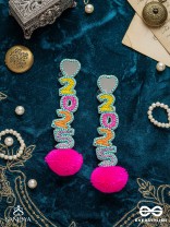 NAVAVARSAM - NEW YEAR  - BEADWORK, MIRRORS AND POM POMS EARRINGS