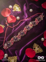 VARNAMALA ABHUSHANA - ADORNMENT OF COLORS - HEADBAND WITH GEMSTONES AND BEADS IN FLORAL PATTERNS